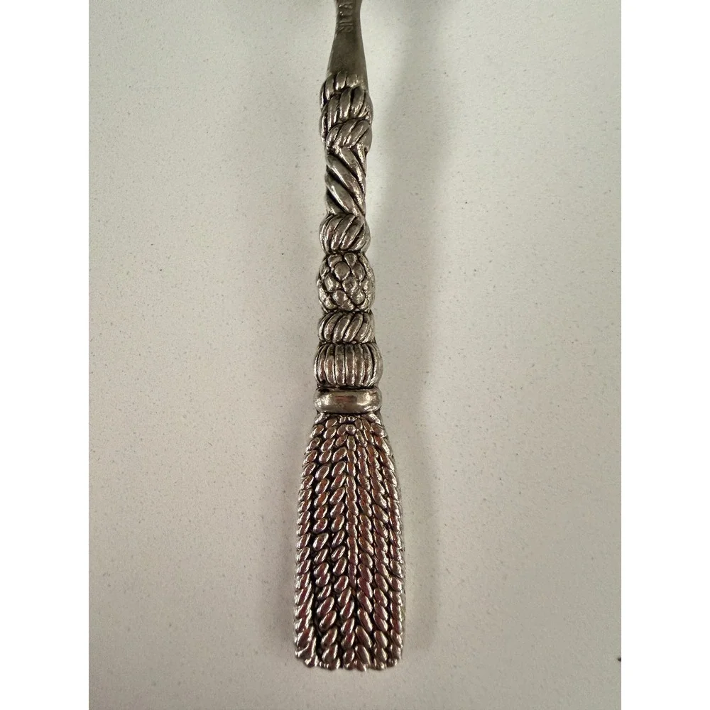 Vintage Gilda Silver Tone Tassel Handle Cocktail Olive Fork Two Prong 5.5 Inch